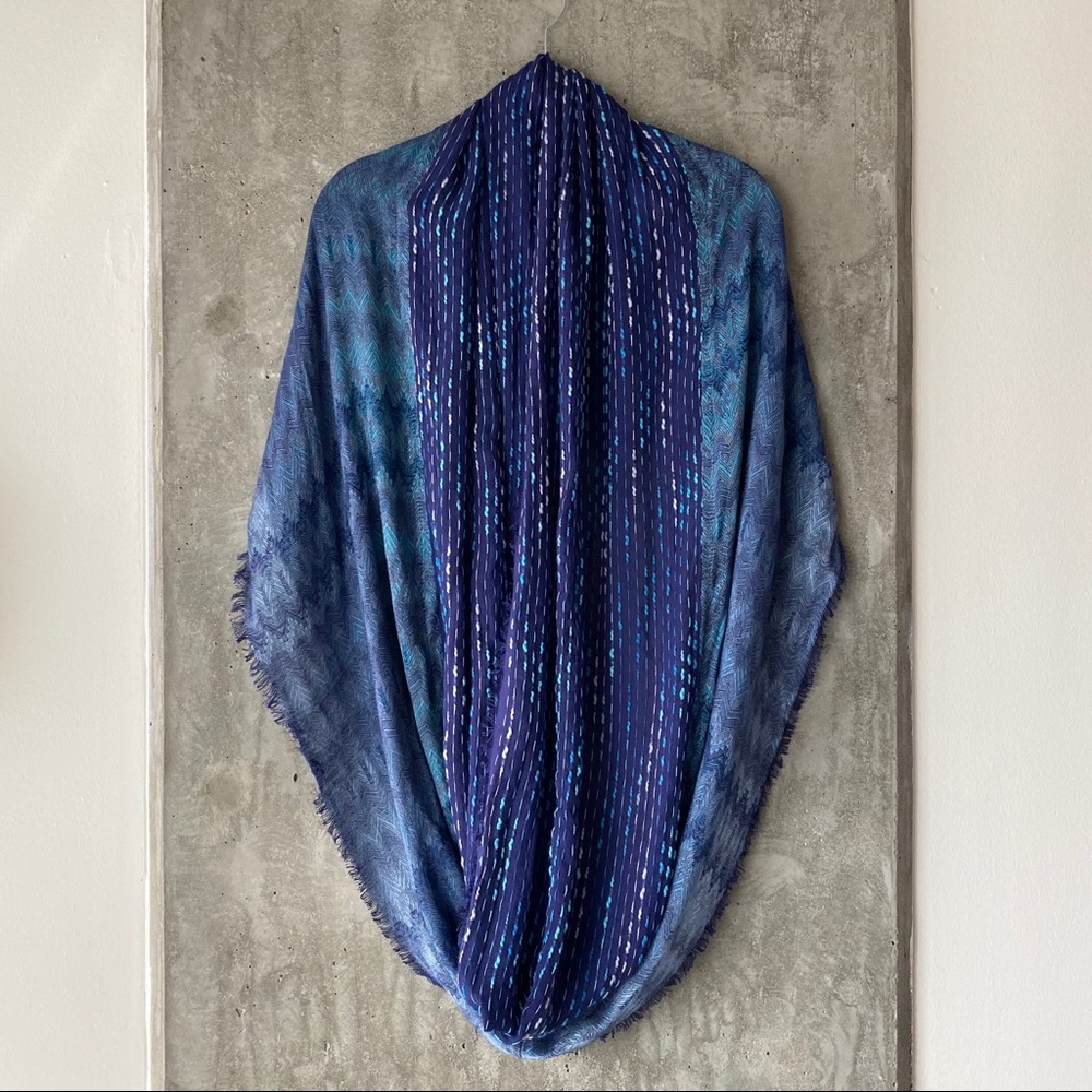 Blue Chambray Patterned Infinity Scarf